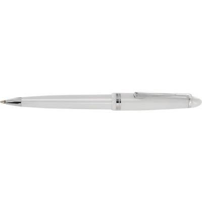 Branded Promotional ALPINE SILVER CHROME BALL PEN in White with Silver Chrome Trim Pen From Concept Incentives.