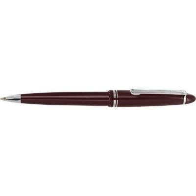 Branded Promotional ALPINE SILVER CHROME BALL PEN in Burgundy with Silver Chrome Trim Pen From Concept Incentives.