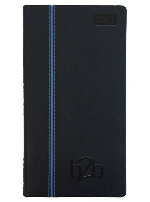 Branded Promotional ALLEGRO WEEK TO VIEW PORTRAIT POCKET DIARY in Black and Blue from Concept Incentives