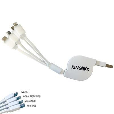 Branded Promotional EXTENDABLE MULTI CHARGER in White Trim Cable From Concept Incentives.