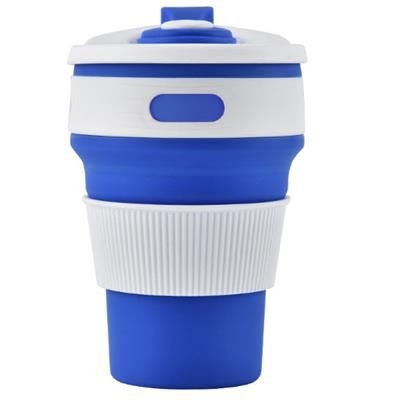 Branded Promotional COLLAPSIBLE CUP in Dark Blue Cup Collapsible Telescopic From Concept Incentives.
