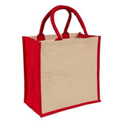 Branded Promotional AMAZON JUCO REUSABLE SHOPPER TOTE BAG with Red Handles & Gusset Bag From Concept Incentives.