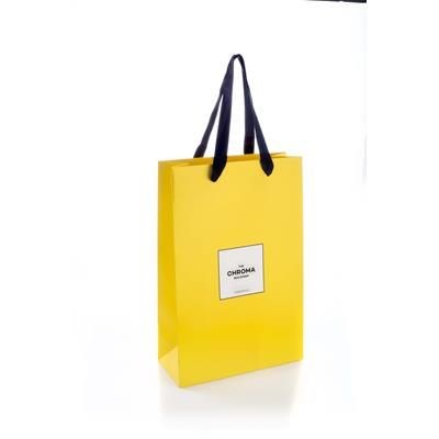 Branded Promotional AMETHYST MATT LAMINATED PAPER CARRIER BAG with Ribbon or Rope Handle Carrier Bag From Concept Incentives.
