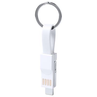 Branded Promotional KEYRING USB CHARGER CABLE HEDUL Cable in White From Concept Incentives.