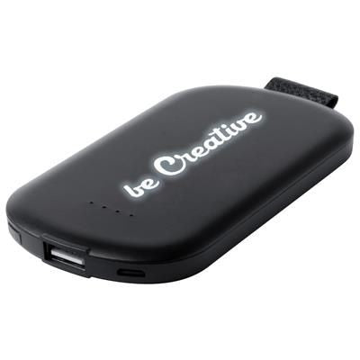Branded Promotional POWER BANK SIMMON in Black Charger From Concept Incentives.