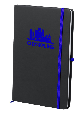 Branded Promotional NOTE BOOK KEFRON in Black and Blue Jotter From Concept Incentives.