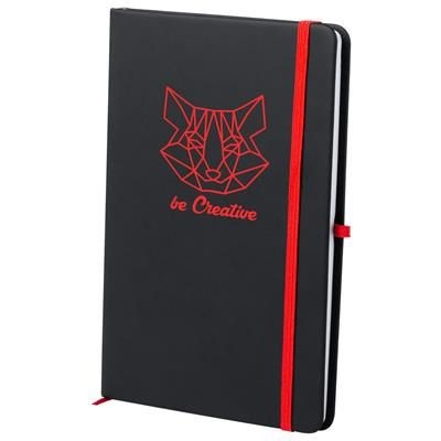 Branded Promotional NOTE BOOK KEFRON in Black and Red Jotter From Concept Incentives.