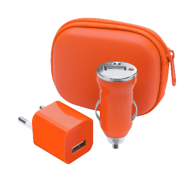 Branded Promotional CANOX USB CHARGER SET Charger in Orange From Concept Incentives.