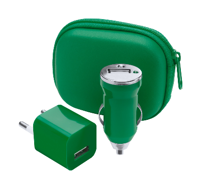 Branded Promotional CANOX USB CHARGER SET Charger in Green From Concept Incentives.
