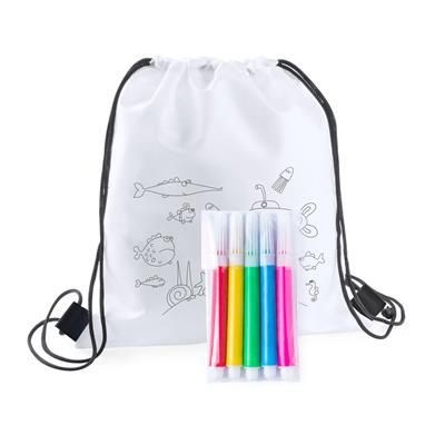 Branded Promotional BACKYS COLOURING DRAWSTRING BAG Bag From Concept Incentives.