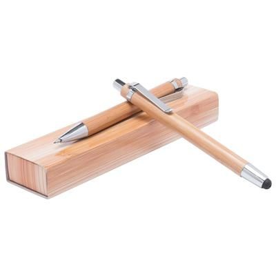 Branded Promotional HELEON BAMBOO PEN SET with Touch Ball Pen & Mechanical Pencil in Gift Box Pen Set From Concept Incentives.