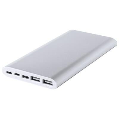 Branded Promotional BACKERS ALUMINIUM METAL USB POWER BANK with 10000 Mah Battery with 2 USB & 2 USB Type-c Outputs Charger From Concept Incentives.