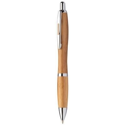 Branded Promotional GLINDERY BAMBOO BALL PEN with Metal Clip Pen From Concept Incentives.