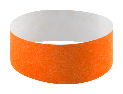 Branded Promotional EVENTS WRIST BAND with Self-adhesive Tab in Orange Wrist Band From Concept Incentives.