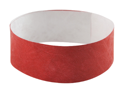 Branded Promotional EVENTS WRIST BAND with Self-adhesive Tab in Red Wrist Band From Concept Incentives.