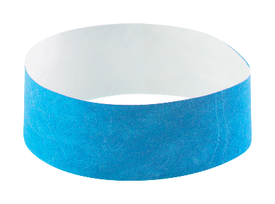 Branded Promotional EVENTS WRIST BAND with Self-adhesive Tab in Light Blue Wrist Band From Concept Incentives.