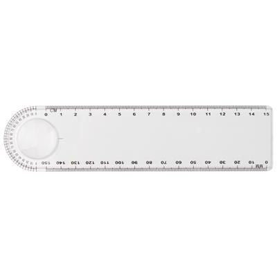 Branded Promotional LINEAR 15CM PLASTIC RULER with Magnifier in Clear Transparent Ruler From Concept Incentives.