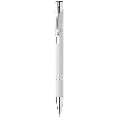 Branded Promotional RUNNEL ALUMINIUM METAL BALL PEN with Rubber Finish & Blue Refill Pen From Concept Incentives.