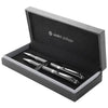 Branded Promotional RIMBAUD ELEGANT METAL BALL PEN AND ROLLER PEN SET with Pattern Barrel Pen Set From Concept Incentives.