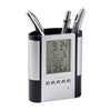 Branded Promotional LORIS PEN POT CLOCK in Black & Silver Pen Pot From Concept Incentives.