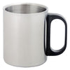 Branded Promotional GILBERT METAL MUG in Silver & Black Mug From Concept Incentives.