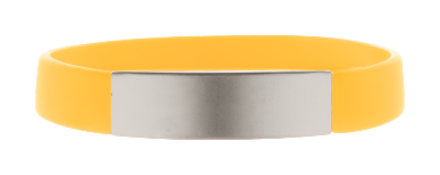 Branded Promotional PLATTY WRIST BAND in Yellow Wrist Band From Concept Incentives.