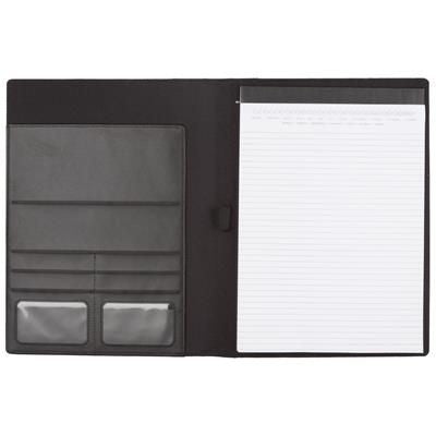 Branded Promotional LINEN & PU LEATHER COVERED A4 SIZED DOCUMENT FOLDER Document Wallet From Concept Incentives.