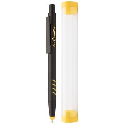 Branded Promotional CROVY ALUMINIUM METAL BALL PEN AND TOUCH SCREEN PEN with Colour Rubber Grip & Tip Pen From Concept Incentives.