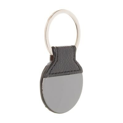 Branded Promotional REEL ROUND SHAPE PU LEATHER AND STEEL KEYRING Keyring From Concept Incentives.