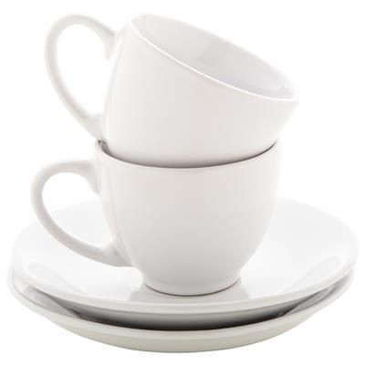 Branded Promotional MOCCA PORCELAIN ESPRESSO CUP SET with 2 Pcs of Cup & Saucers 90 Ml Coffee Cup &amp; Saucer Set From Concept Incentives.