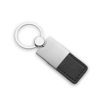 Branded Promotional COLUMBUS PU & METAL KEYRING in Black Keyring From Concept Incentives.