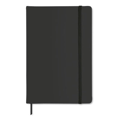 Branded Promotional A5 NOTE BOOK with Hard PU Cover in Black from Concept Incentives