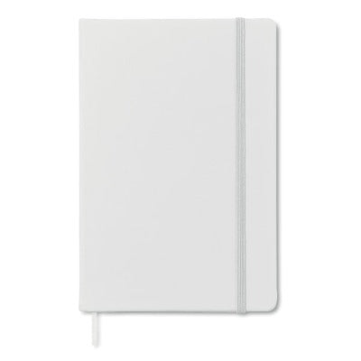 Branded Promotional A5 CUBE BLOCK NOTE BOOK with Soft PU Cover in White Jotter From Concept Incentives.