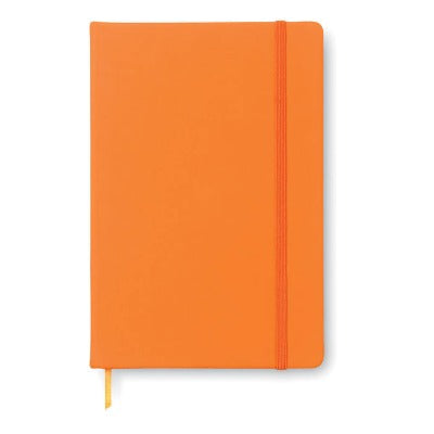 Branded Promotional A5 NOTE BOOK with Hard PU Cover in Orange from Concept Incentives