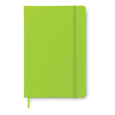Branded Promotional A5 NOTE BOOK with Hard PU Cover in Lime Green from Concept Incentives