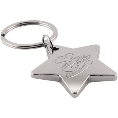 Branded Promotional STAR SHAPE KEYRING in Silver Keyring From Concept Incentives.