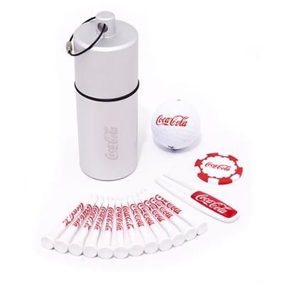 Branded Promotional 1 BALL ALUMINIUM METAL GOLF TUBE 6 Golf Gift Set From Concept Incentives.