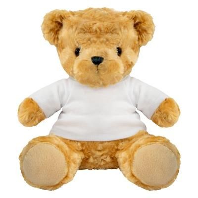 Branded Promotional BLANK PLUSH 19CM SOFT TOY VICTORIA TEDDY BEAR with White Tee Shirt Soft Toy From Concept Incentives.