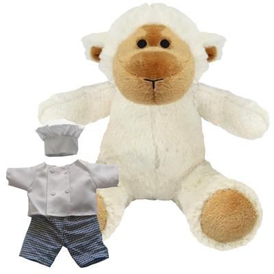 Branded Promotional BLANK PLUSH SOFT TOY 20CM LUCY LAMB with Chef Outfit Soft Toy From Concept Incentives.