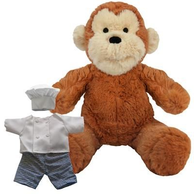 Branded Promotional BLANK PLUSH SOFT TOY 20CM MAX MONKEY with Chef Outfit Soft Toy From Concept Incentives.