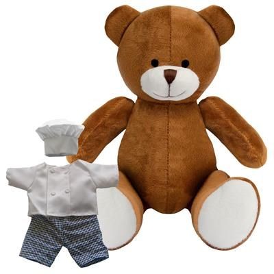 Branded Promotional BLANK PLUSH SOFT TOY RICHARD TEDDY BEAR with Chef Outfit Soft Toy From Concept Incentives.