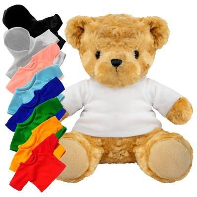 Branded Promotional BLANK PLUSH SOFT TOY 19CM VICTORIA TEDDY BEAR with Colour Tee Shirt or Hoody Soft Toy From Concept Incentives.