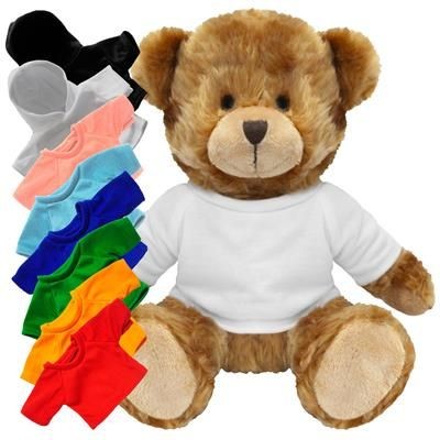 Branded Promotional BLANK PLUSH SOFT TOY CHARLES TEDDY BEAR with Colour Tee Shirt or Hoody Soft Toy From Concept Incentives.