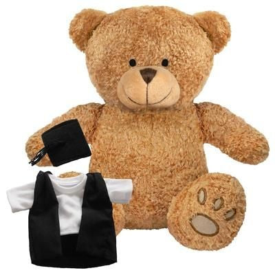 Branded Promotional BLANK PLUSH SOFT TOY EDWARD I TEDDY BEAR with Gradution Outfit Soft Toy From Concept Incentives.