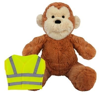 Branded Promotional BLANK PLUSH SOFT TOY 20CM MAX MONKEY with Hi-vis Vest Soft Toy From Concept Incentives.