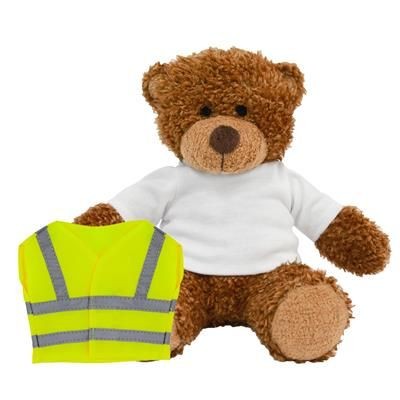 Branded Promotional BLANK PLUSH SOFT TOY ANNE TEDDY BEAR HI-VIS VEST Soft Toy From Concept Incentives.