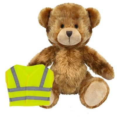 Branded Promotional BLANK PLUSH SOFT TOY CHARLES TEDDY BEAR HI-VIS VEST Soft Toy From Concept Incentives.