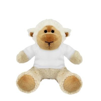 Branded Promotional BLANK PLUSH SOFT TOY 15CM LUCY LAMB with White Tee Shirt Soft Toy From Concept Incentives.