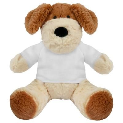 Branded Promotional BLANK PLUSH SOFT TOY 20CM DARCY DOG with White Tee Shirt Soft Toy From Concept Incentives.