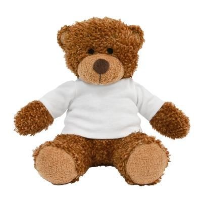 Branded Promotional BLANK PLUSH SOFT TOY ANNE TEDDY BEAR with White Tee Shirt Soft Toy From Concept Incentives.